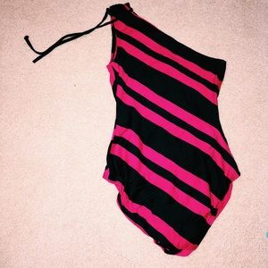 BCBG one shoulder one piece bathing suit
